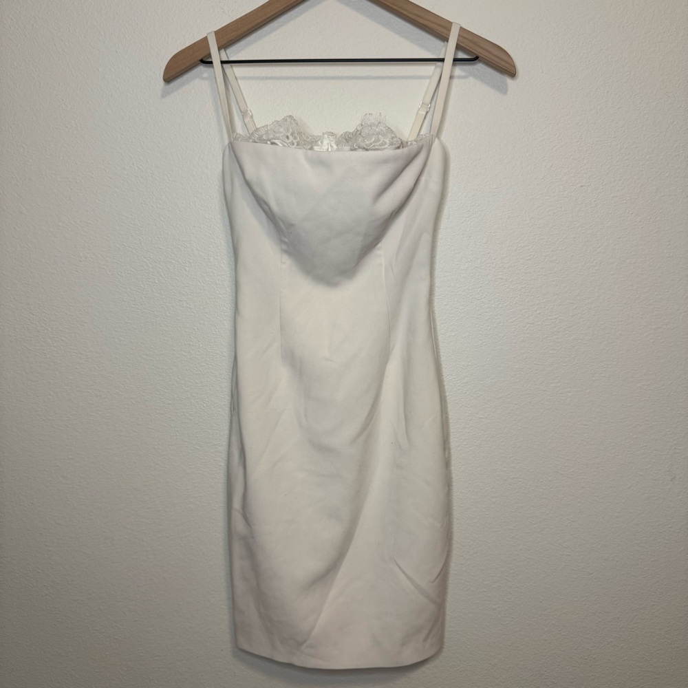 Marciano White Mini Slip Dress with Lace Trim